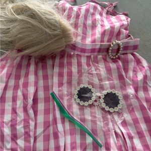 Barbie Pink Gingham Dress with Pearl Belt